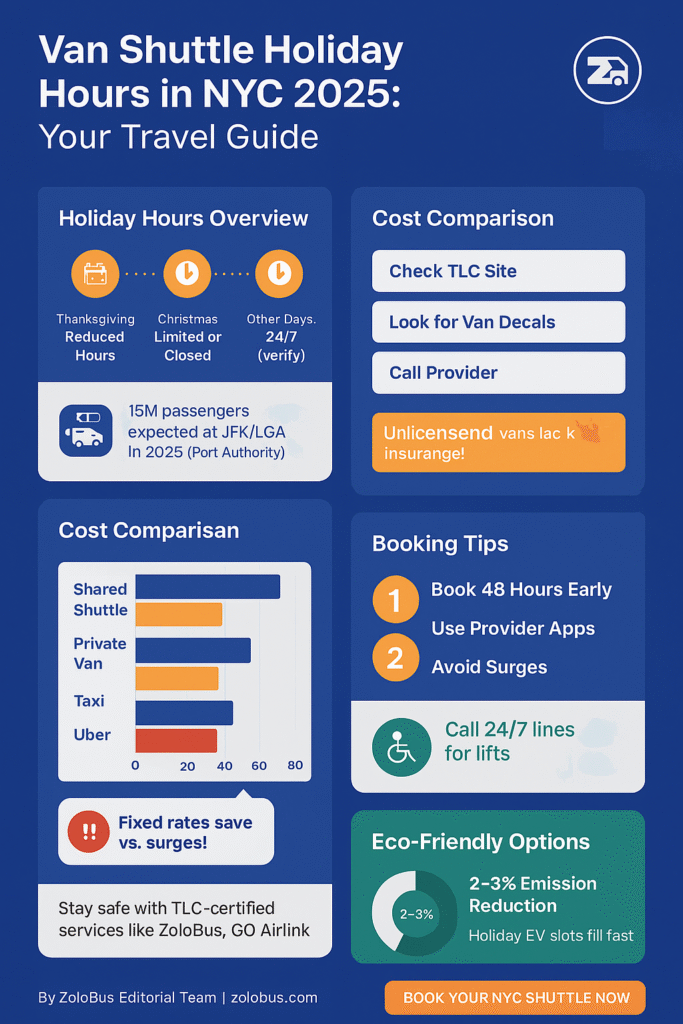 Infographic van shuttle holiday hours