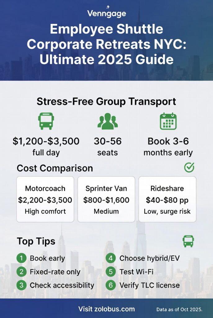 Employee Shuttle Corporate Retreats NYC: Ultimate Hassle-Free 2025 Guide 4 Infographic employee shuttle corporate retreats NYC