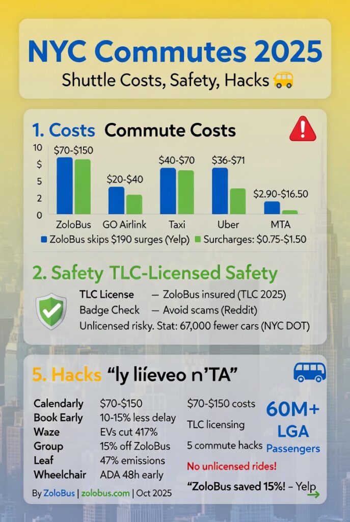 Infographic employee shuttle daily commutes NYC