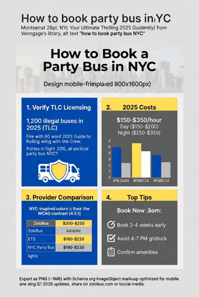 how to book party bus NYC: Your Ultimate Thrilling 2025 Guide to Rolling with the Crew 4 Infographic how to book party bus NYC