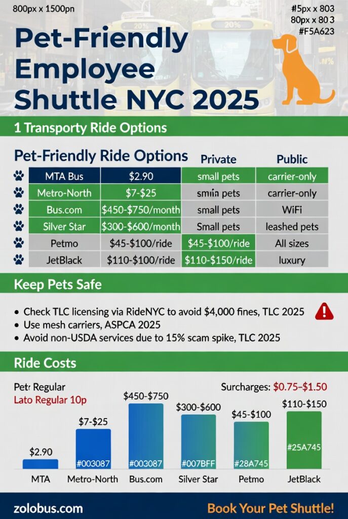 Pet-Friendly Employee Shuttle NYC: Your 2025 Guide to Commuting with Your Furry Pal 4 Infographic pet-friendly employee shuttle NYC
