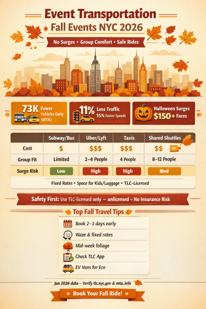 Infographic event transportation fall events NYC