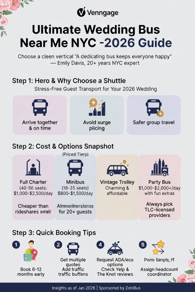 Ultimate Wedding Bus Near Me NYC: Stress-Free Shuttles for Your Perfect 2026 Celebration 4 Infographic wedding bus near me NYC