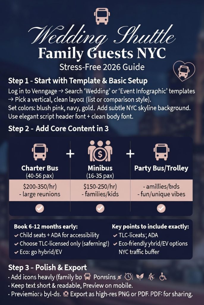 Infographic wedding shuttle family guests NYC