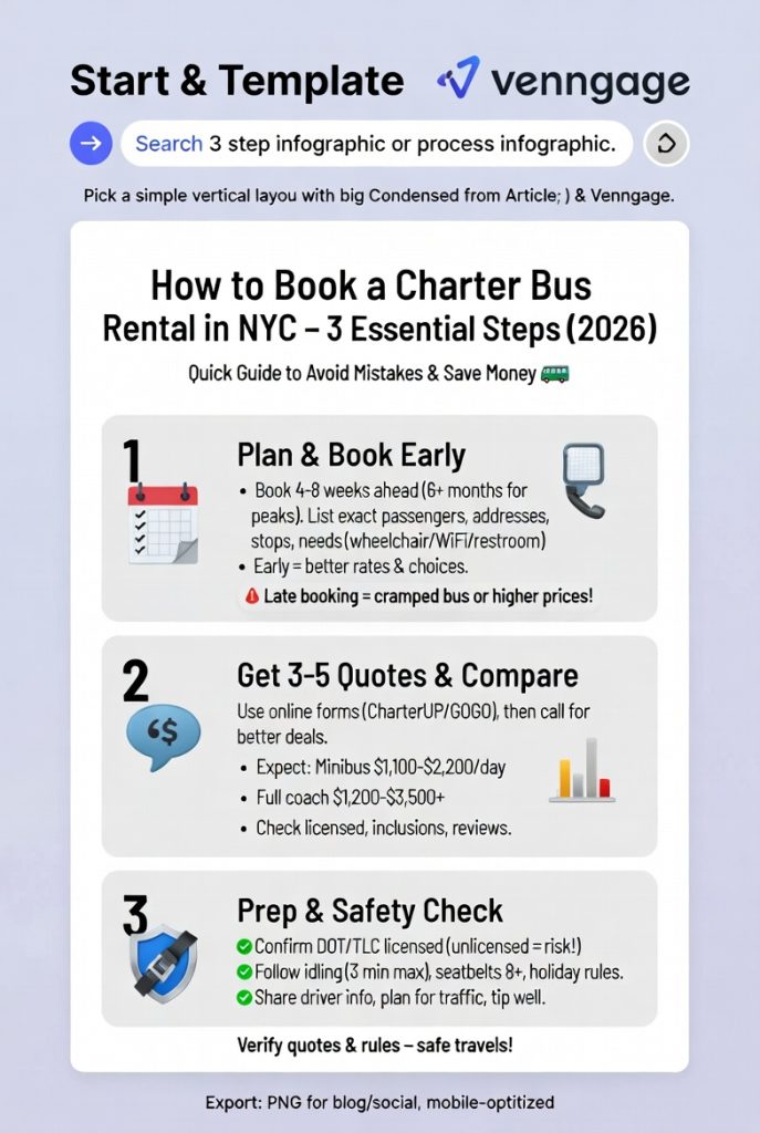 Infographic how to book a charter bus rental in nyc
