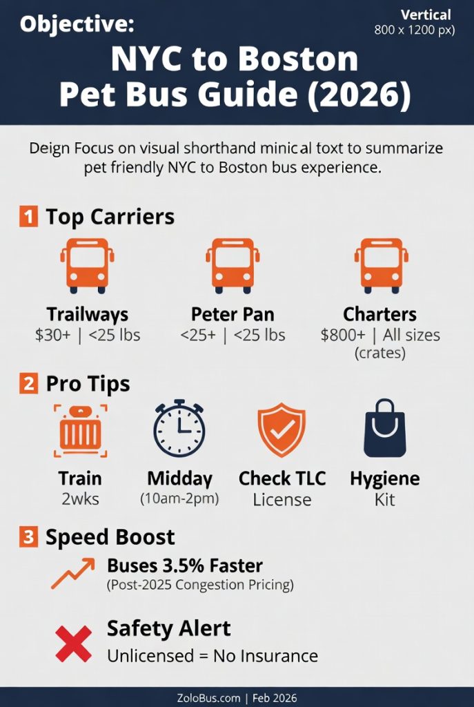 Pet Friendly NYC to Boston Bus: Real Talk on Safe, Smooth Rides with Your Furry Pal in 2026 4 Infographic pet friendly NYC to Boston bus