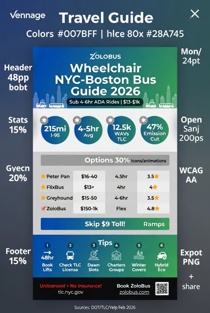 Infographic wheelchair accessible NYC to Boston bus