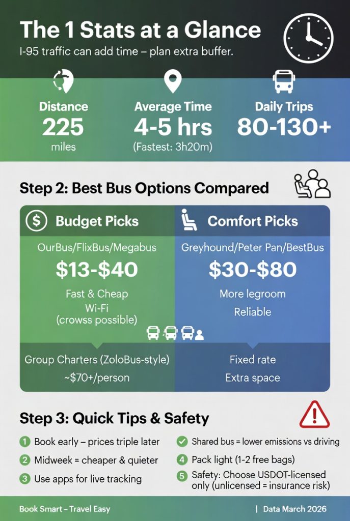 NYC to Washington DC Bus: Your 2026 Guide to Smooth, Affordable Rides 4 Infographic NYC to Washington DC bus