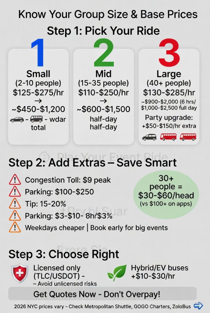 How Much Is Event Transportation in NYC? (The Real Numbers People Are Seeing Right Now in 2026) 4 Infographic how much is event transportation in nyc