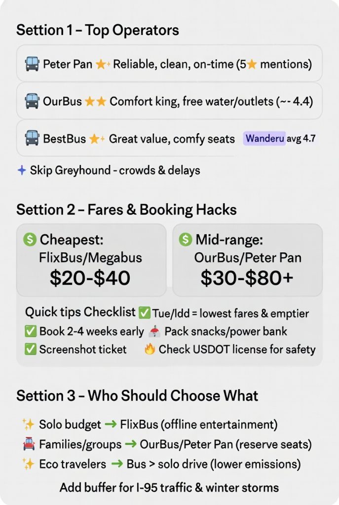 NYC to DC Bus Reviews 2026: What Riders Are Actually Saying Right Now 4 Infographic nyc to dc bus reviews 2026