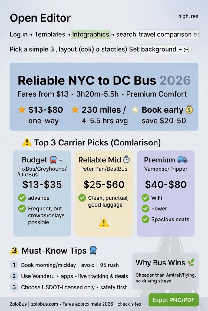 Infographic reliable nyc to dc bus