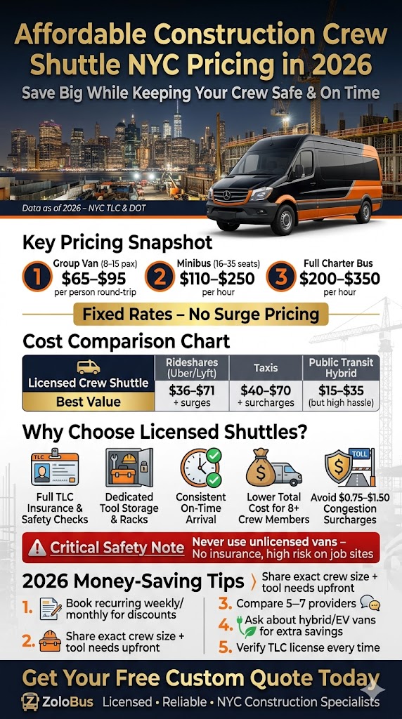 Infographic affordable construction crew shuttle NYC pricing