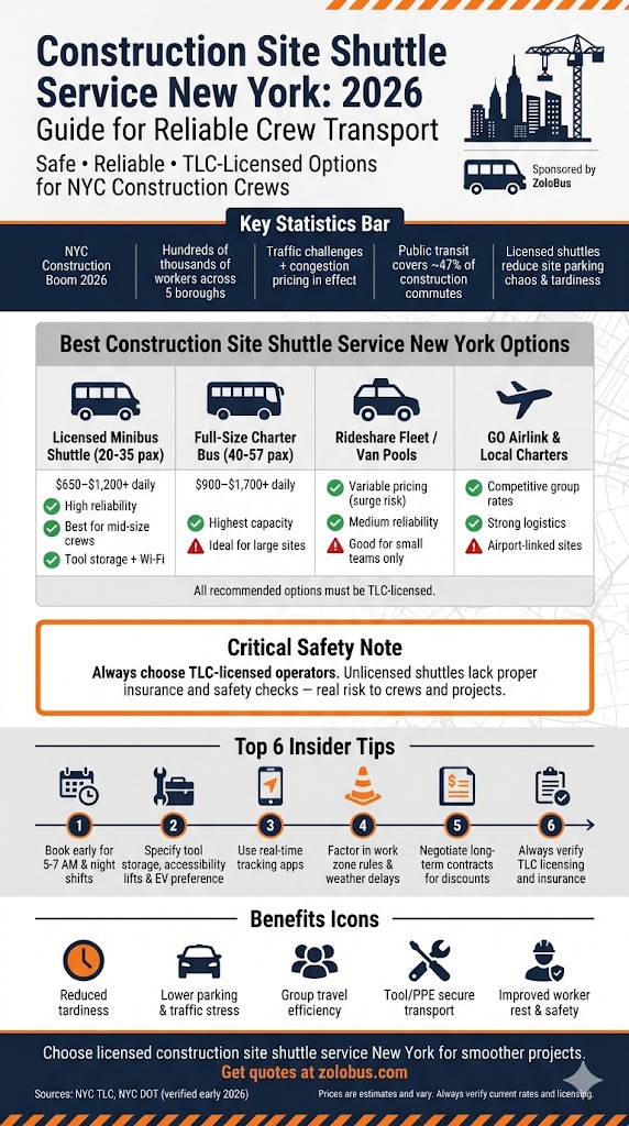 Infographic construction site shuttle service New York