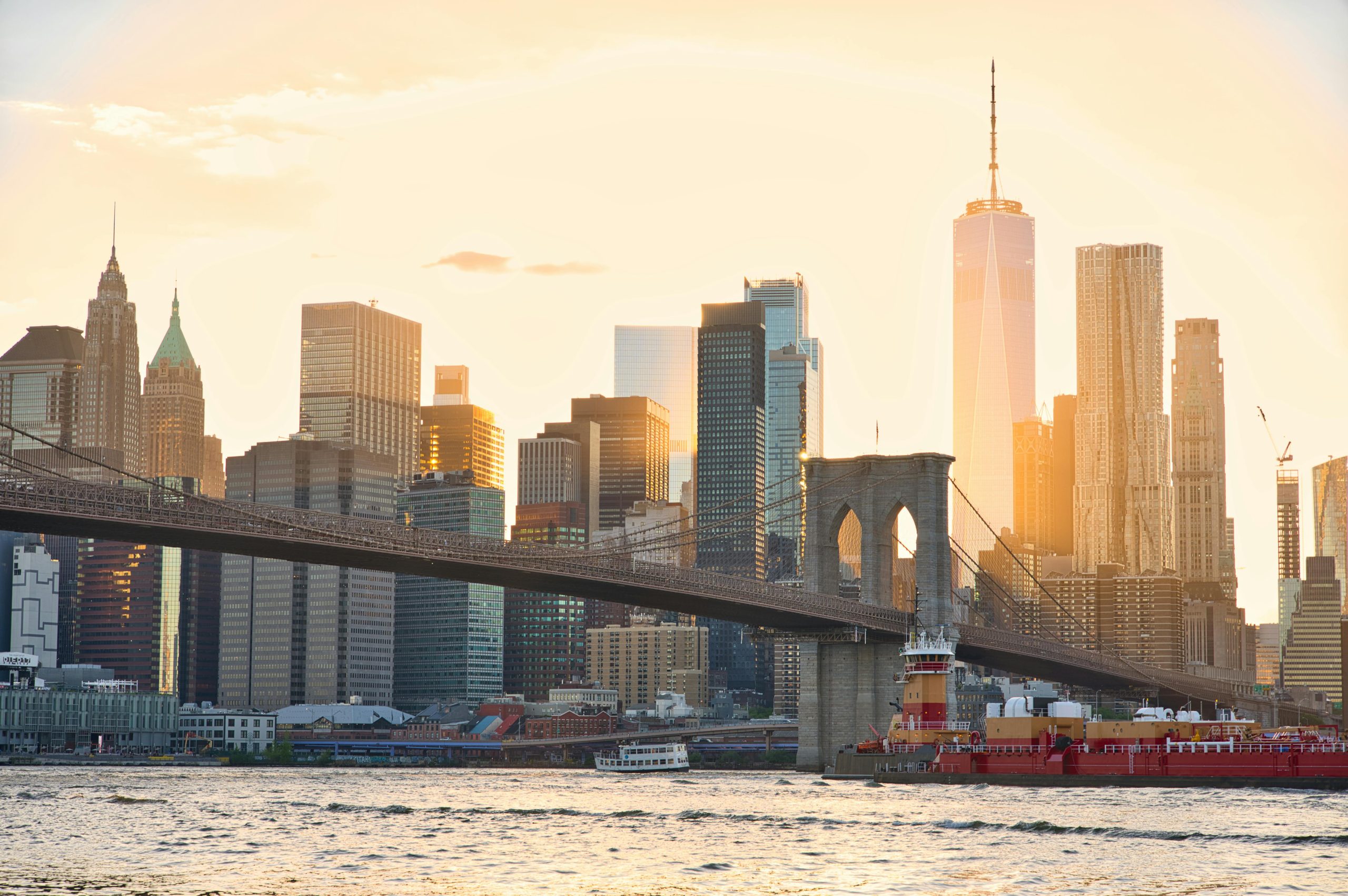 New York City Wedding Shuttle Bus Rentals: 7 Honest Findings, 2026 4 A stunning view of the Brooklyn Bridge and New York City's skyline at sunset.