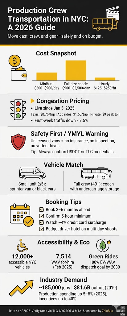 Production Crew Transportation in NYC: 7 Smart Ways to Move Your Crew Effortlessly in 2026 4 Infographic Production Crew Transportation