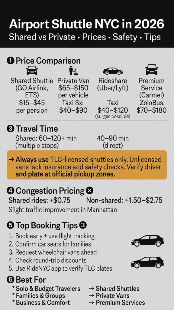 Infographic airport shuttle NYC