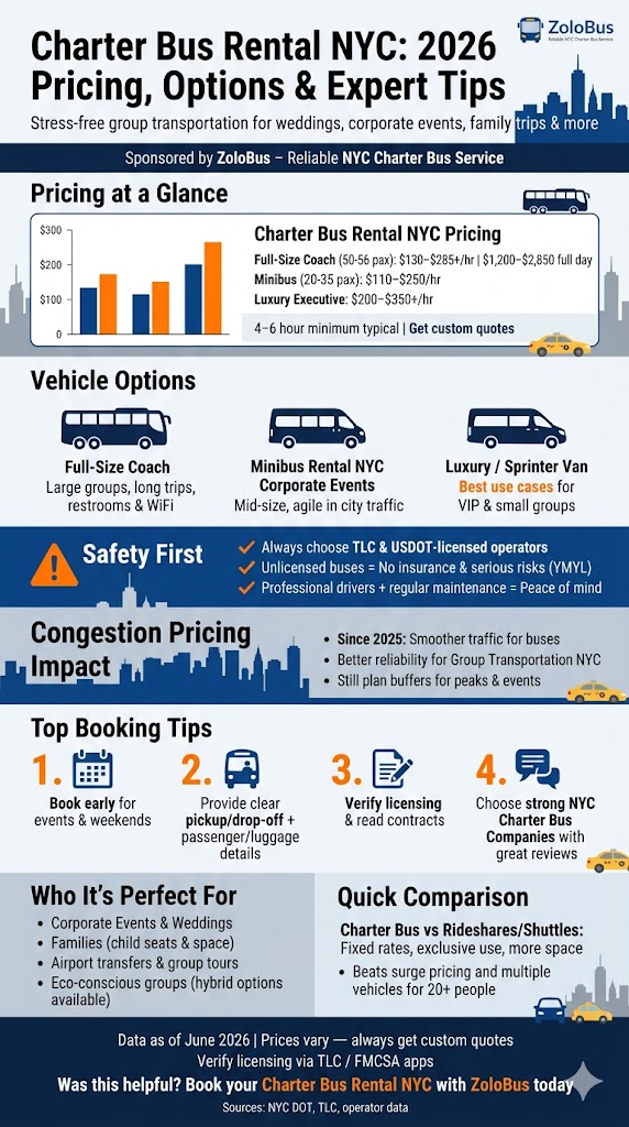 Charter Bus Rental NYC: 7 Proven Booking Decisions for 2026 Corporate Events 4 Infographic Charter Bus Rental NYC