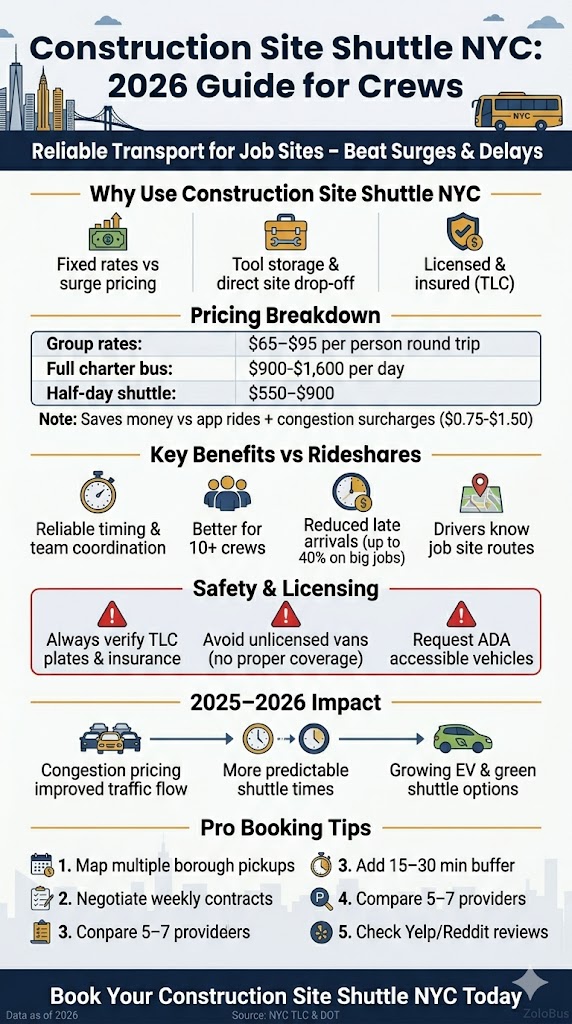 Construction Site Shuttle NYC: 6 Honest Booking Facts for 2026 5 Infographic construction site shuttle NYC