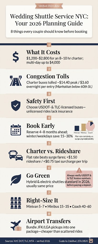 Wedding Shuttle Service NYC: A 2026 Planner's Honest Guide 4 Infographic Wedding Shuttle Service NYC