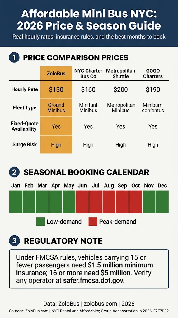 Infographic affordable mini bus nyc