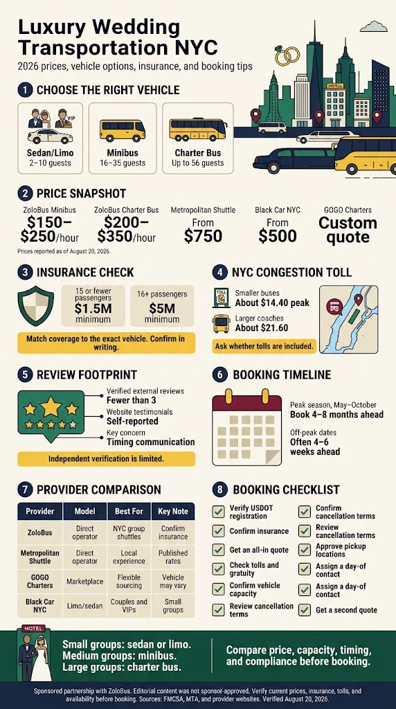 Infographic luxury wedding transportation nyc