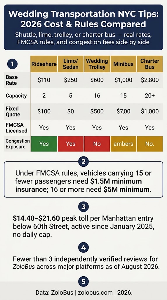 Wedding Transportation NYC Tips: 7 Honest Picks for 2026 4 Infographic wedding transportation nyc tips