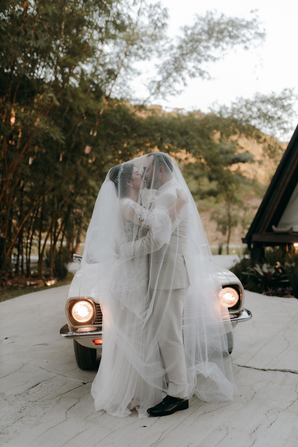 Wedding transportation Millville NJ - bride and groom with luxury van